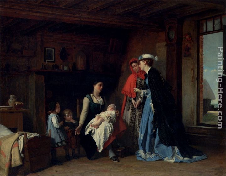 Charles Baugniet La Visite De La Nourrice
